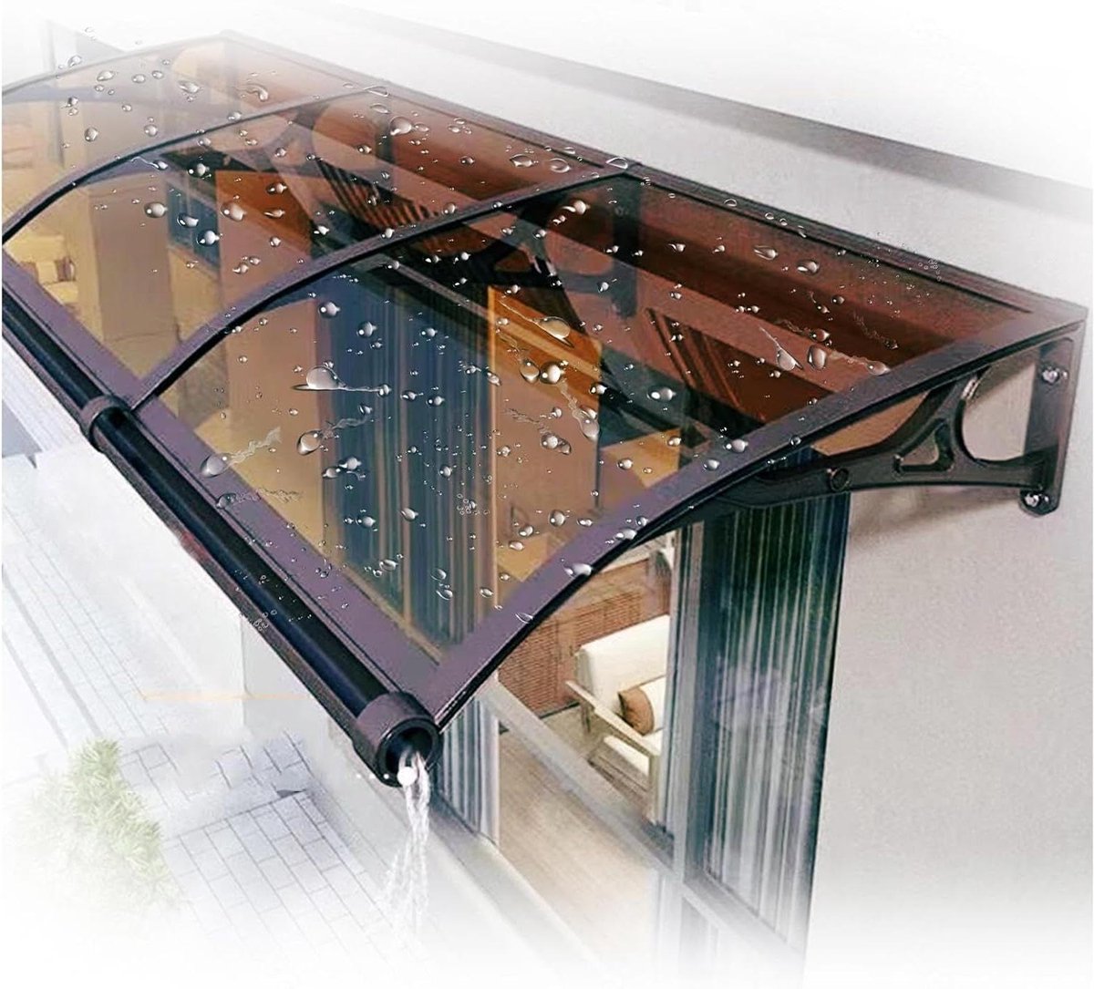 Luifel voor deur - Overkapping huisdeur - Bescherming tegen weer - Aluminium polycarbonaat frame - 60 x 120 cm - Transparant