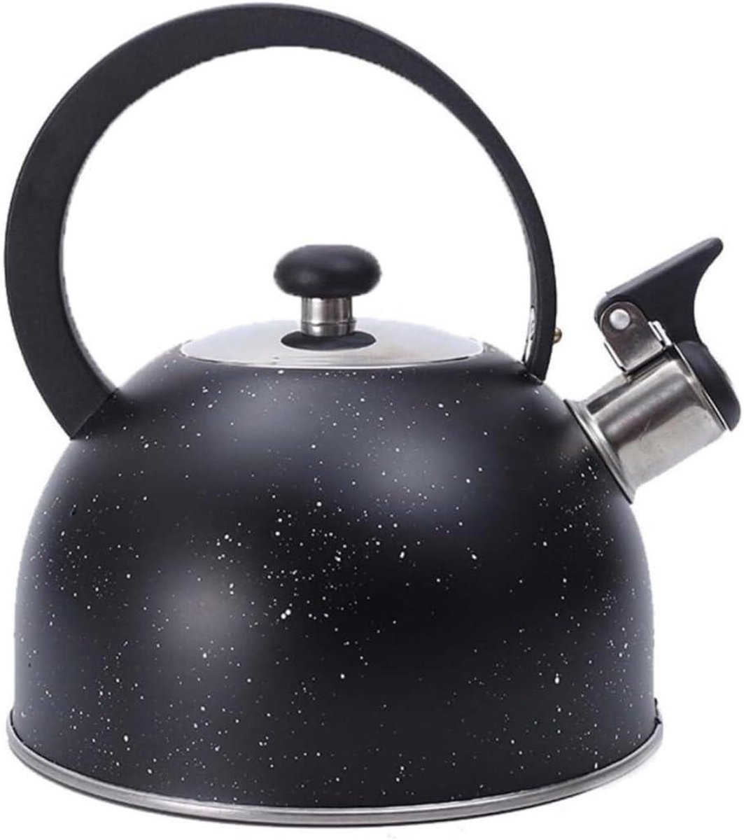 Waterkoker Fluitketel - Theepot RVS - Dranken Bereiden - Anti-scald Handvat - 2.5 Liter - Zwart