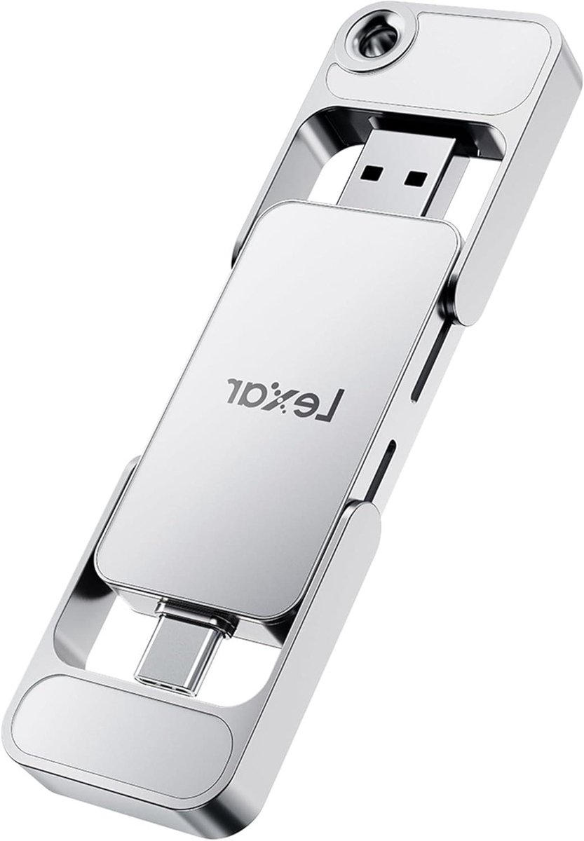 Externe SSD - Draagbare Opslag - Snelle Data Overdracht - Dubbele Connectoren - 1TB Capaciteit - Zilver