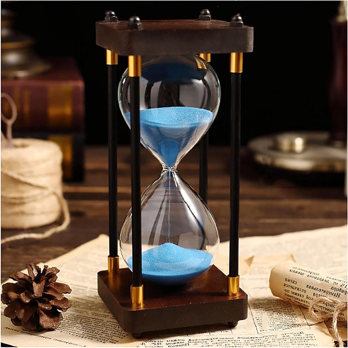 Zandloper Timer - Zandklok Zandtimer - Koken en Bakken - Houten Frame - 9.5 x 24 cm - Paars