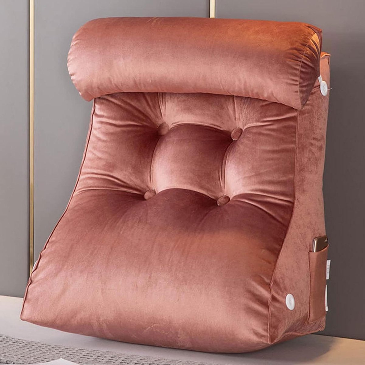 Wigkussen - Rugsteun - Comfortabel Lezen - Verstelbare Neksteun - 45x55x30CM - Lichte Bonenpasta