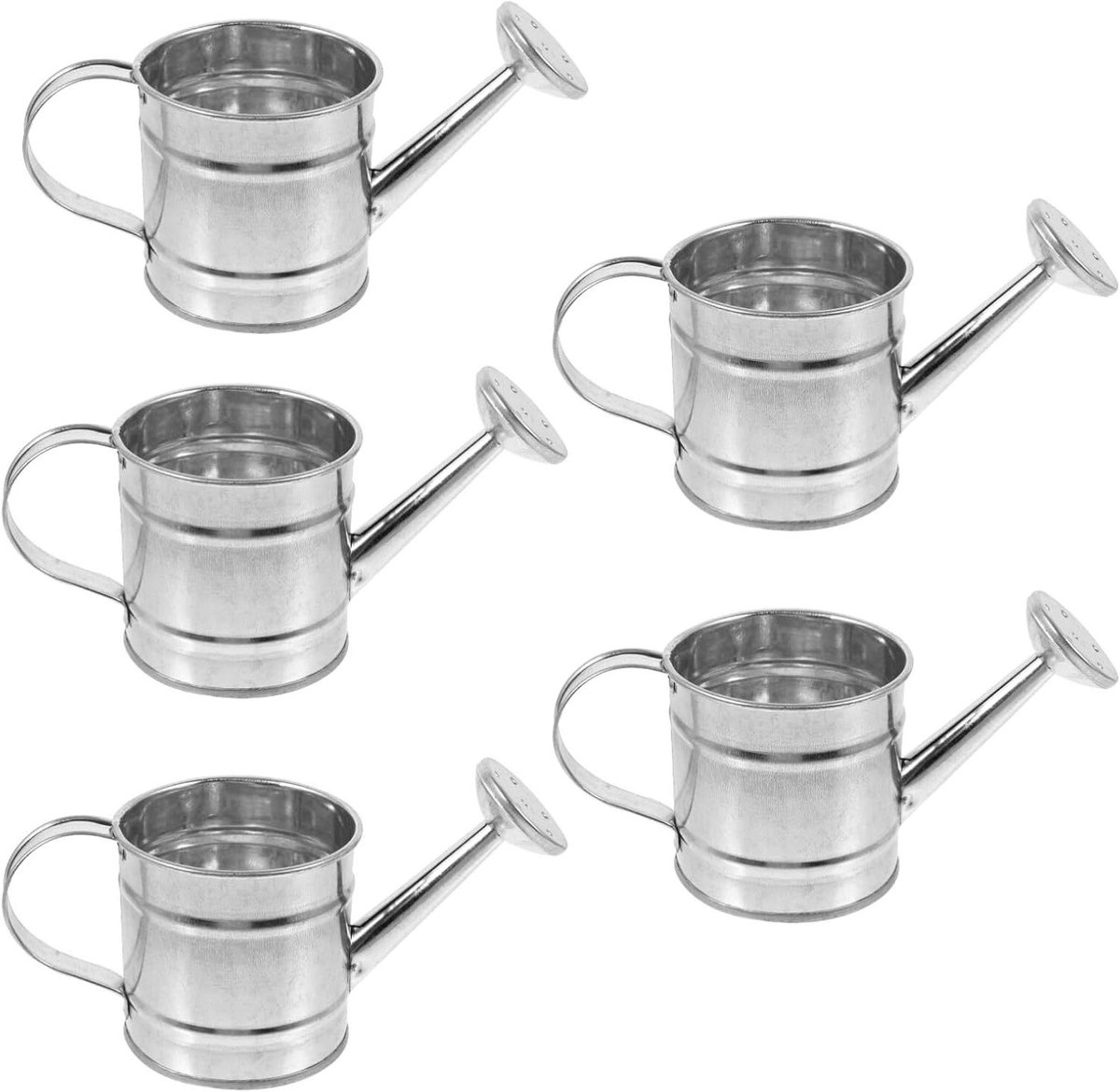 Mini Gieters - Decoratieve Waterkannen - Knutselen en Feestdecoratie - Gegalvaniseerd IJzer - 5 Stuks - Metaalkleur