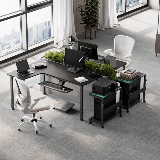 Bureau Hoekbureau - L-Bureau Werkplek - Thuiswerken Studeren - Ruime Werkruimte - 155x110cm - Zwart — afbeelding 3