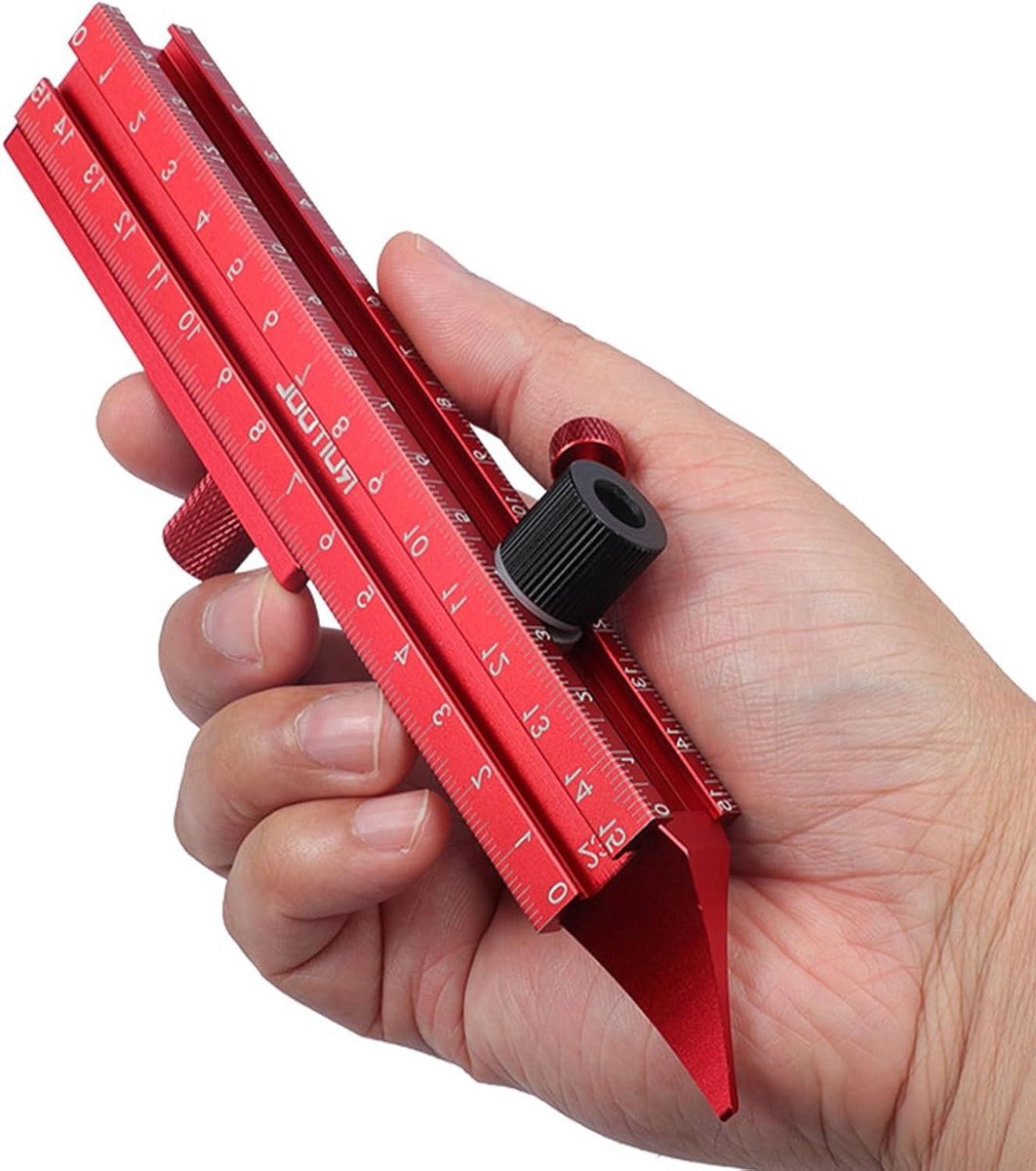 Meetlat Tekengereedschap - Markering Instrument - Precisie Tekenen - Magnetische Basis - 18 cm - Zilver