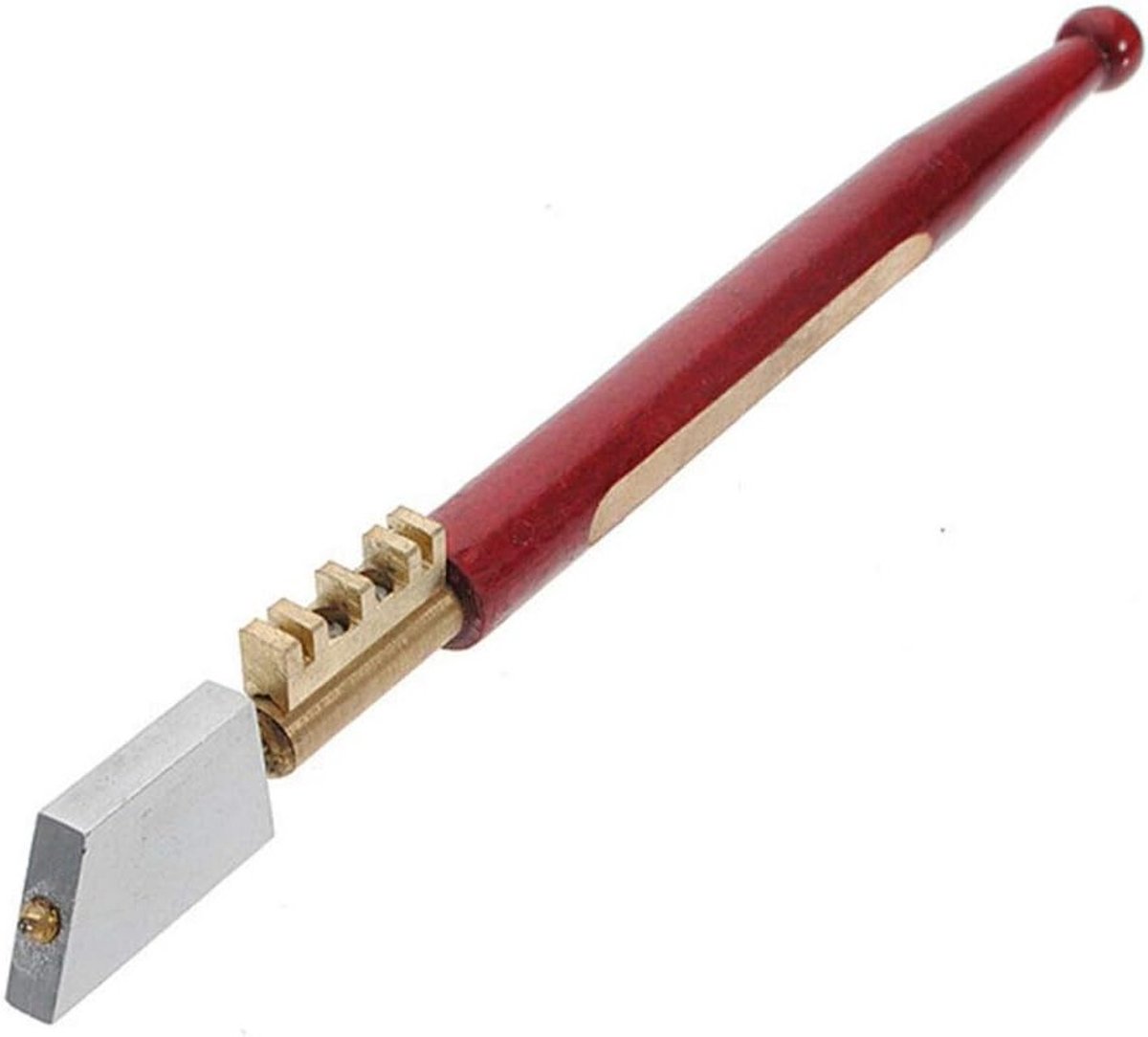 Heavy Duty Diamond Tip Glassnijder voor het snijden van glas tot 8 mm dikte - Messing snapper - Hardhouten handvat