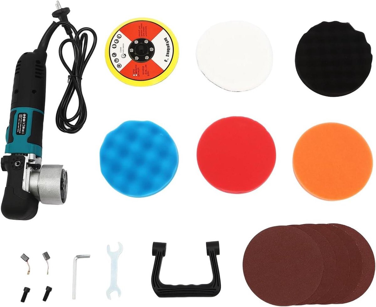 Accu Polijstmachine - Excentrische Polijstmachine - Auto Polijsten - 850W Krachtige Motor - 15 cm Schijfdiameter - Zwart Blauw