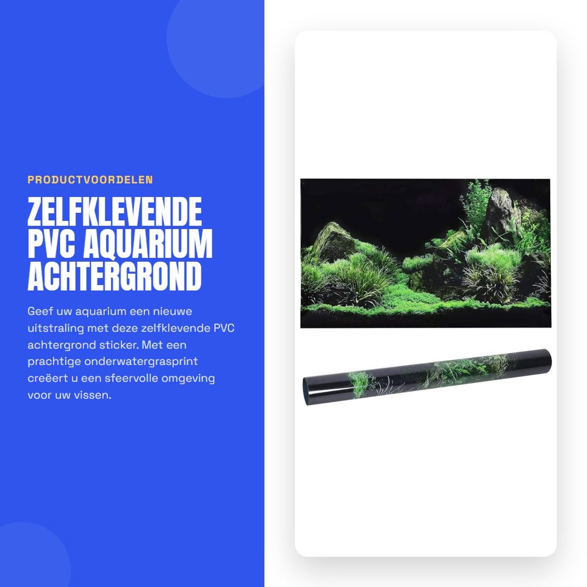 Dailygoods- Aquariumstickers PVC Achtergrond - Zelfklevende Sticker - Onderwater Decoratie - Maat 61 x 40 cm - 100% Gloednieuw - Ideaal voor Aquariums - Achtergrondstickers