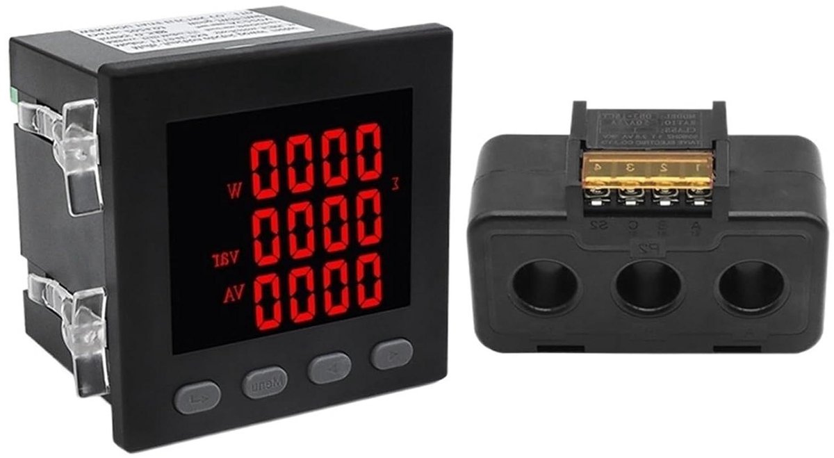 1 stuks AC220 driefasige multifunctionele vermogensmeter met RS485 3-fase 4 draad AVW kWh cos Hz varpaneel meter (meter met 100A)