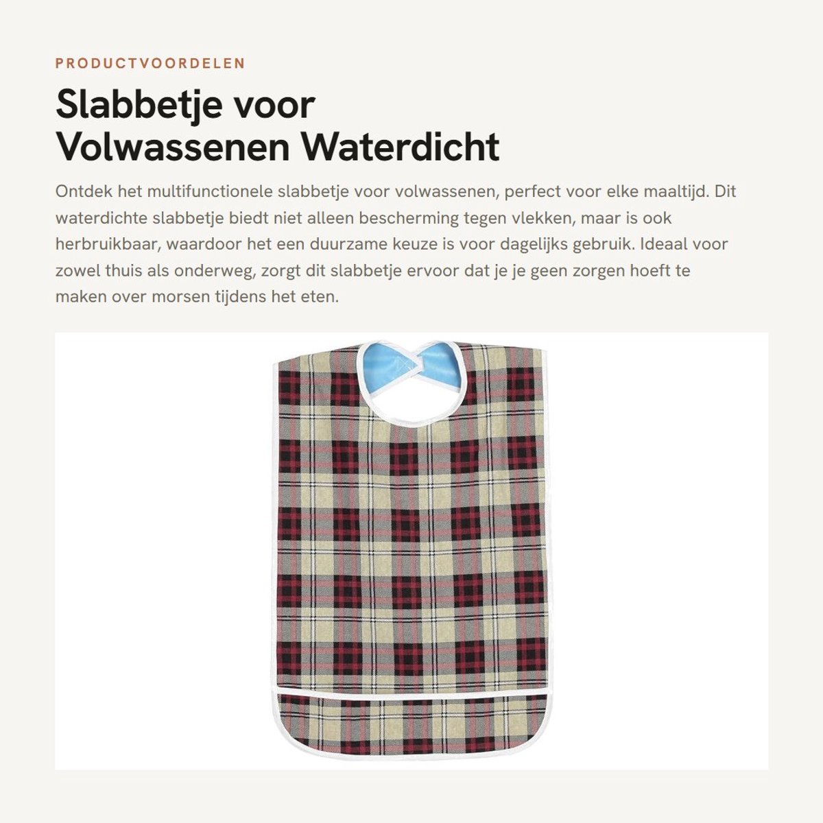 Dailygoods- Slabbetje Waterdicht - Slabbetje voor Volwassenen - Herbruikbaar - Eethulp - Bescherming - Kaki Strepen - Eetschort