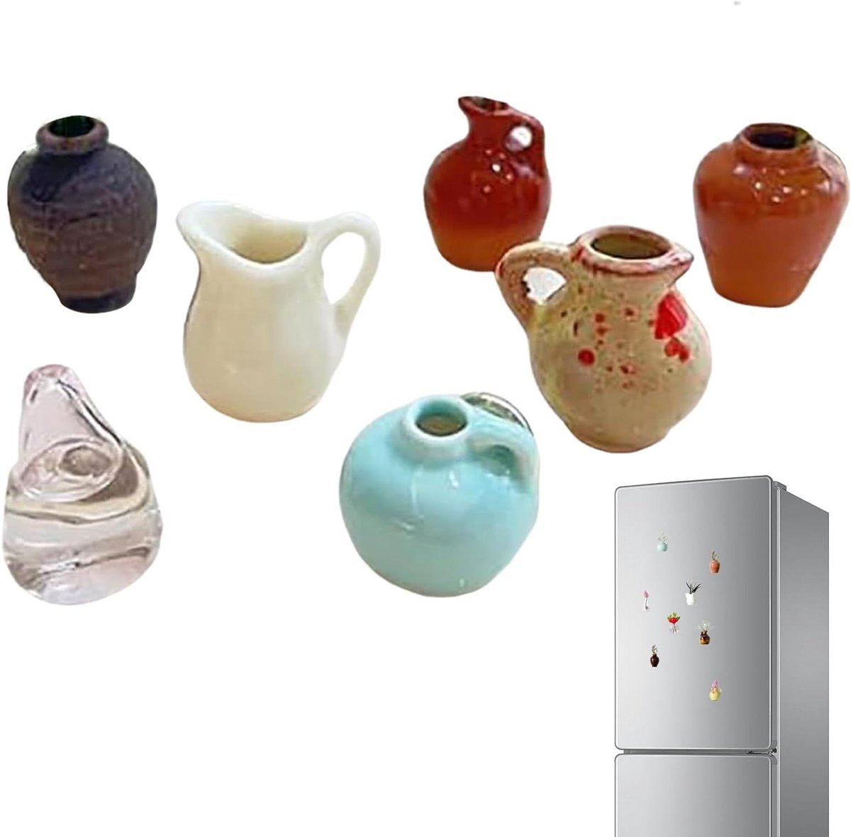 Koelkast Vaas Magneten - Decoratie Set - Keuken Opvrolijken - Robuuste Hars Constructie - 8 Stuks - Meerdere Kleuren