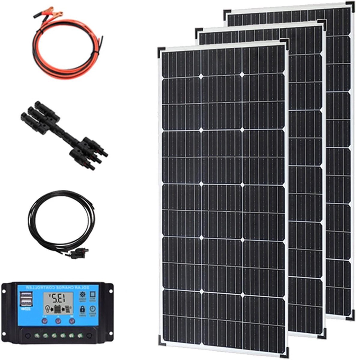 Zonnepaneel Kit - Monokristallijn Paneel - Energie Opwekken - Inclusief Accu Controller - 400 Watt - Zwart