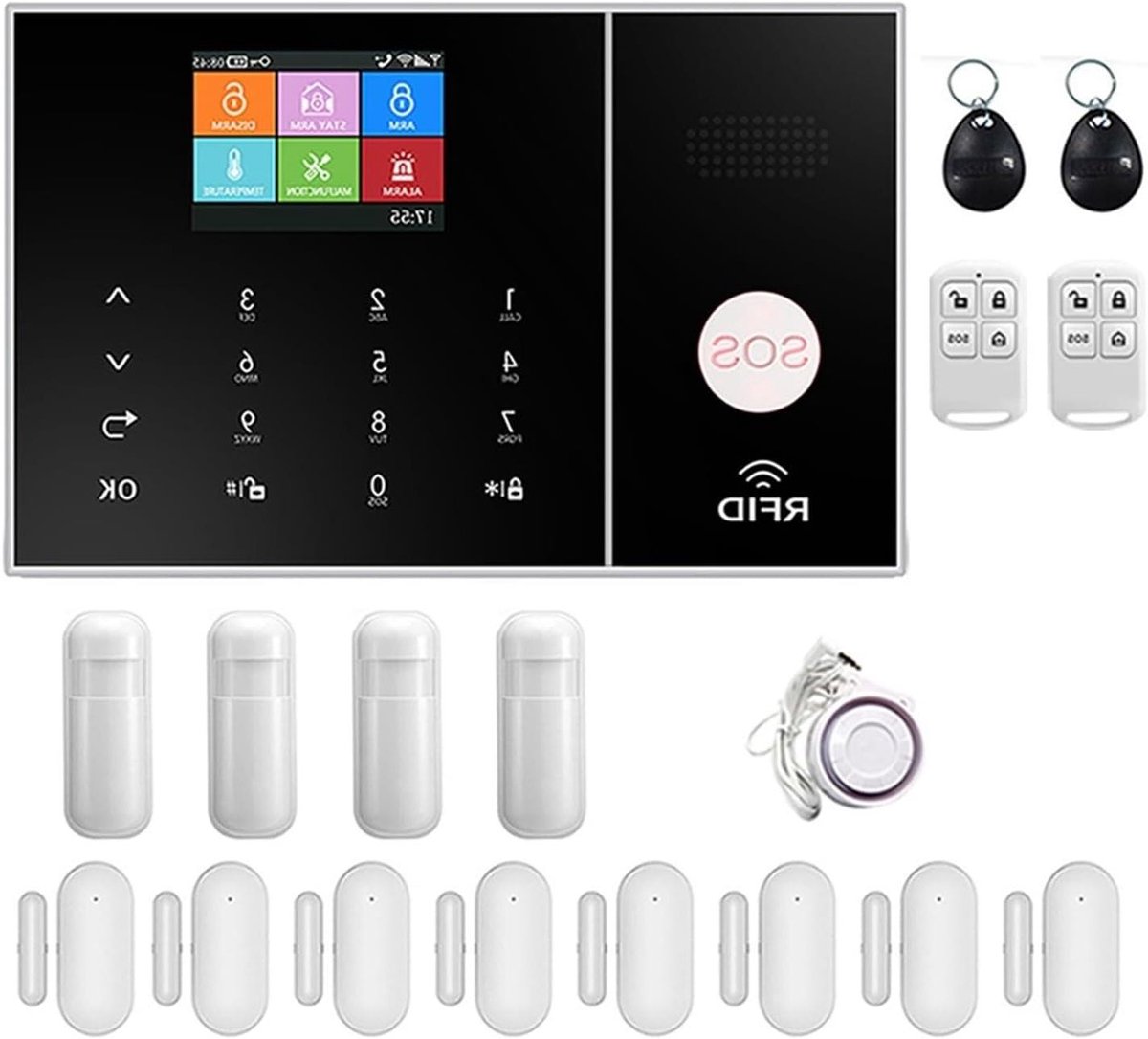 WIFI Security Alarm System For Home And Business Tuya Smart Life APP Control With PIR And Window Sensor Alarm Host(B)