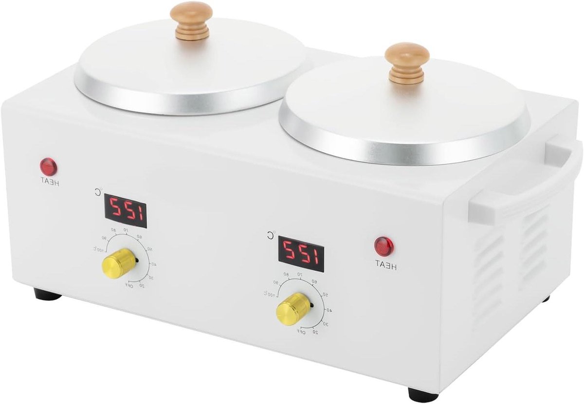 Dubbele Waxverwarmer - Harsverwarmer Set - Professioneel Harsen - Dubbele Pot Instelbaar - 2x 600ml - Wit