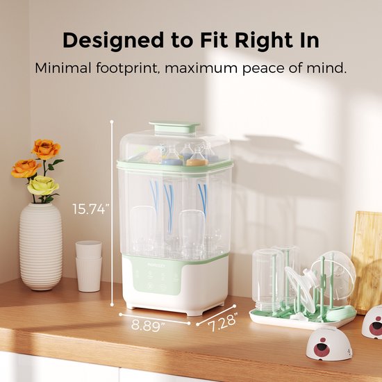 Momcozy Babyfles Sterilisator & Droger - 4-in-1 - Steriliseren, Drogen en Bewaren - Geschikt voor 6 Flessen - Compact van Momcozy. — afbeelding 4