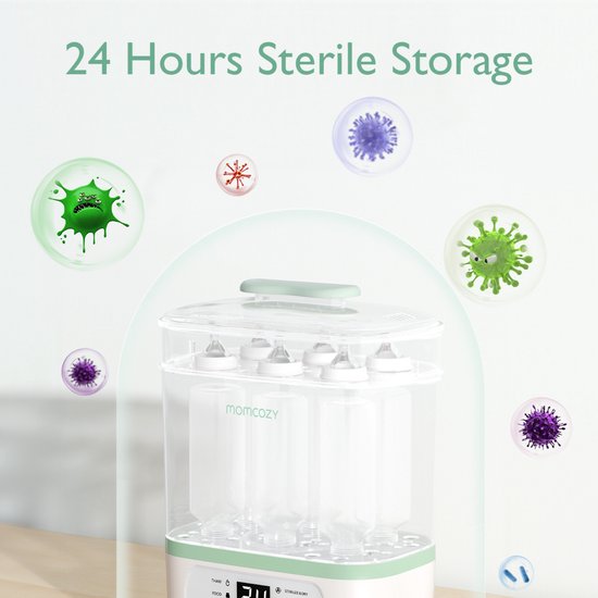 Momcozy 8-in-1 Babyfles Sterilisator & Droger – Elektrische Stoomsterilisator – Geschikt voor 8 Flessen – 24 uur Steriele Bewaring — afbeelding 5
