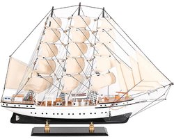 YLME Zeilboot Model Mediterrane Houten Zeilboot Model Ornamenten Europese Stijl Massief Houten Boot Huisdecoratie Creatieve Handgemaakte Massief Houten Simulatiekunst
