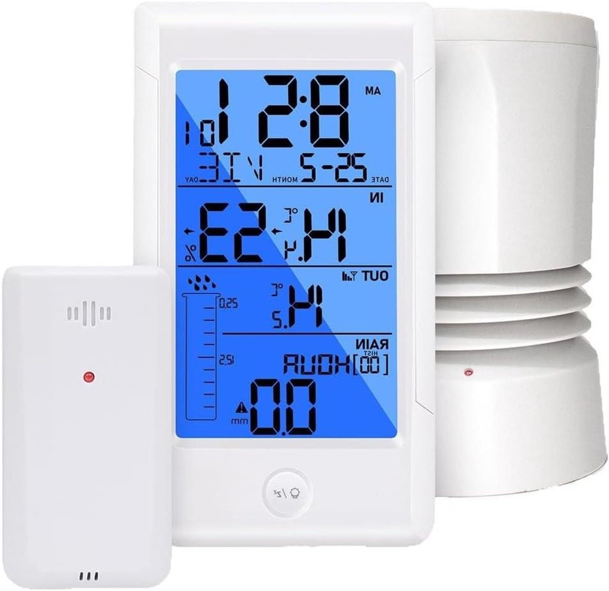 Digitale Weerstations - Regenmeter Klok - Weer Monitoren - Draadloze Sensor - 19 x 17 x 13 cm - Wit