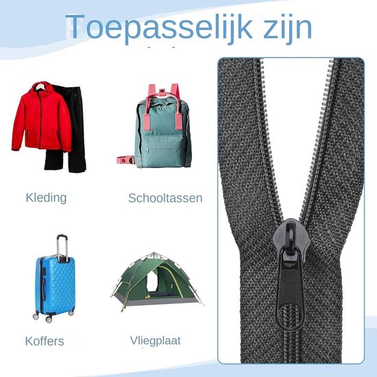 Rits Trekker Set - Reparatieset Rits - Bagage Reparatie - Gereedschapsloos Monteren - 6 Stuks - Zwart — afbeelding 2