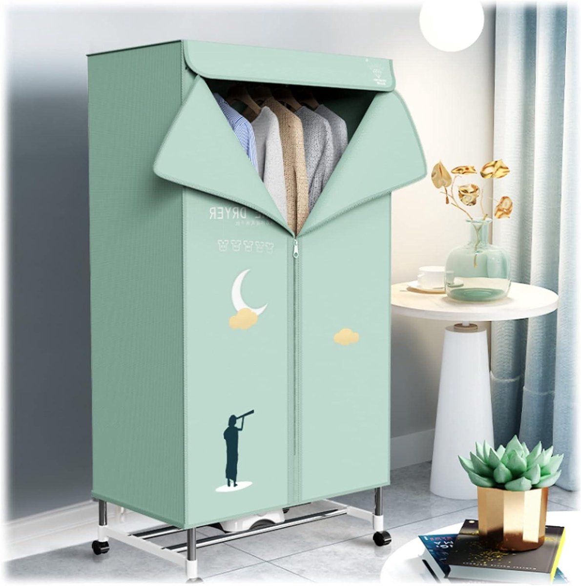 Elektrische Droogkast Kledingdroger Kleding Droger Thermostatisch Drogen 150x70x46cm Wit