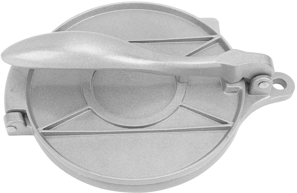 Tortilla Pers - Deeg Maker - Eten Bereiden - Aluminium Legering - 24 cm Lengte - Zilver