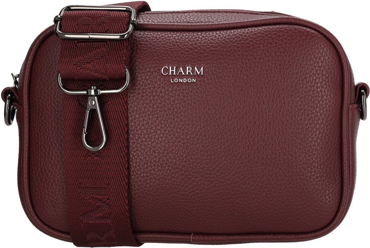 Charm London Mulberry Street Crossbodytas - Schoudertas - Brede Schouderband - Verstelbaar - Afneembaar - Ritssluiting - Damestas - Schoudertas - Bordeaux rood