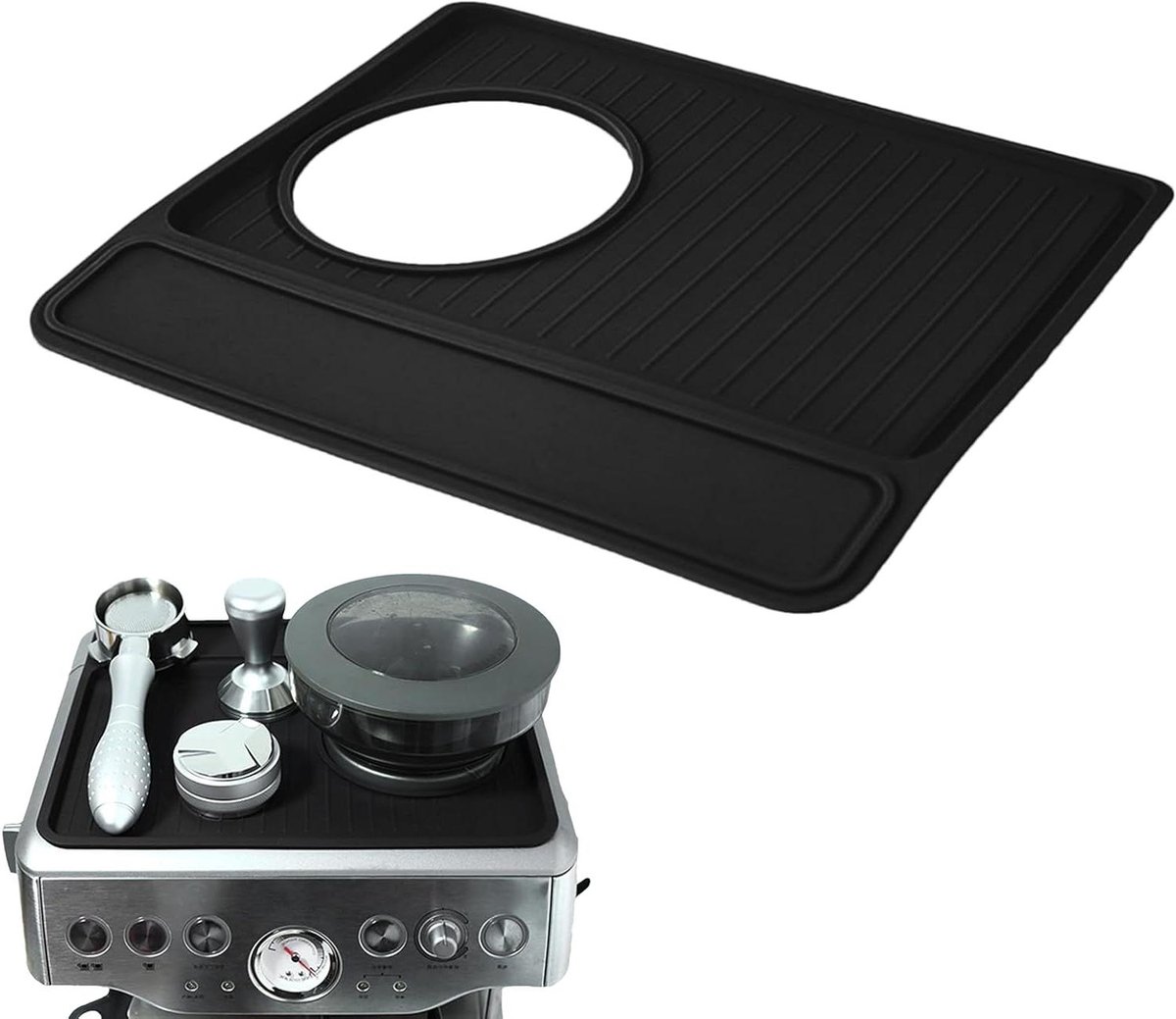 Koffiemachine Mat - Siliconen Pad - Koffie Bereiden - Stof- en Waterdicht - 28x23.5cm - Zwart