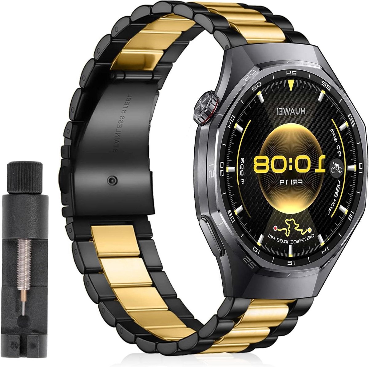 Metalen Armband - Horlogeband Roestvrij Staal - Smartwatch Personaliseren - 22 mm Universele Pasvorm - 46 mm - Zilverkleurig