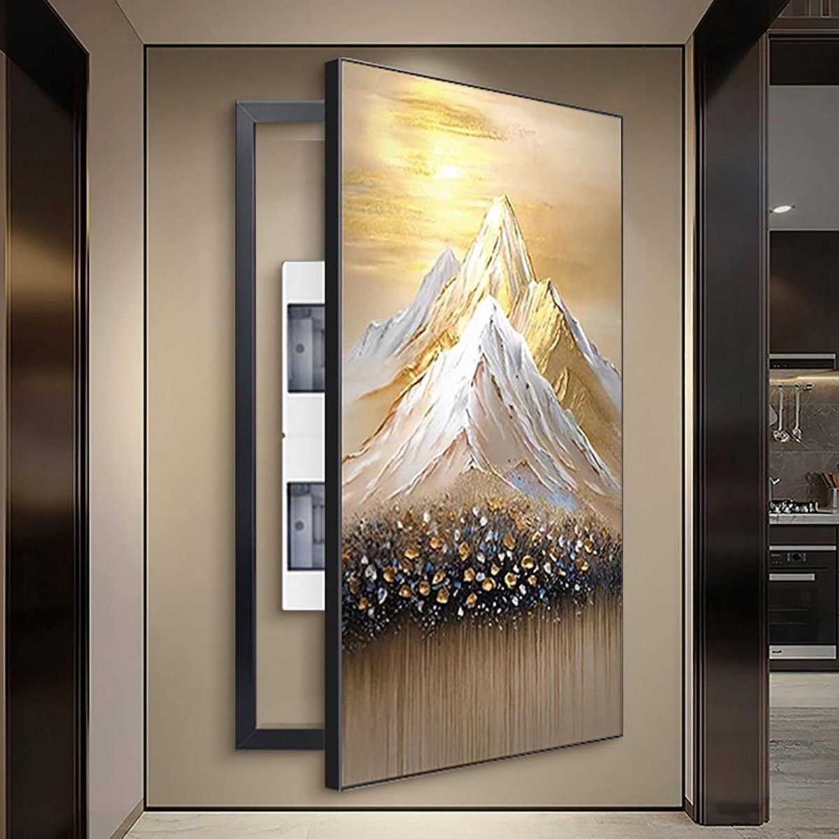 Meterkast Afdekking - Decoratieve Kap - Ruimte Verfraaien - Klapdeksel Ontwerp - 60 x 80 cm - Zwart