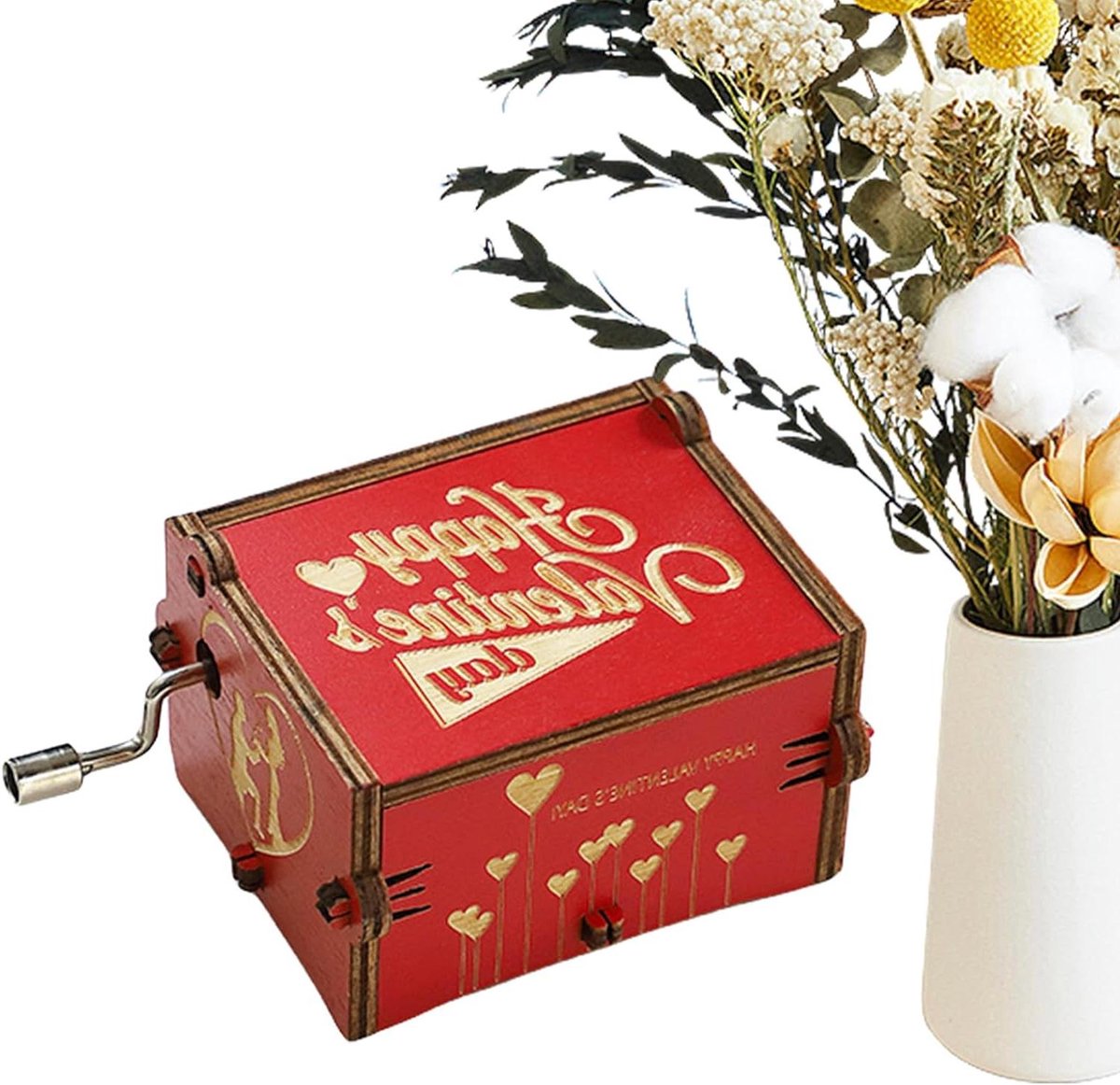 Muziekdoos - Draaiorgel - Muziek Afspelen - Handgedraaid - 6.5 x 5 x 4.2cm - Rood
