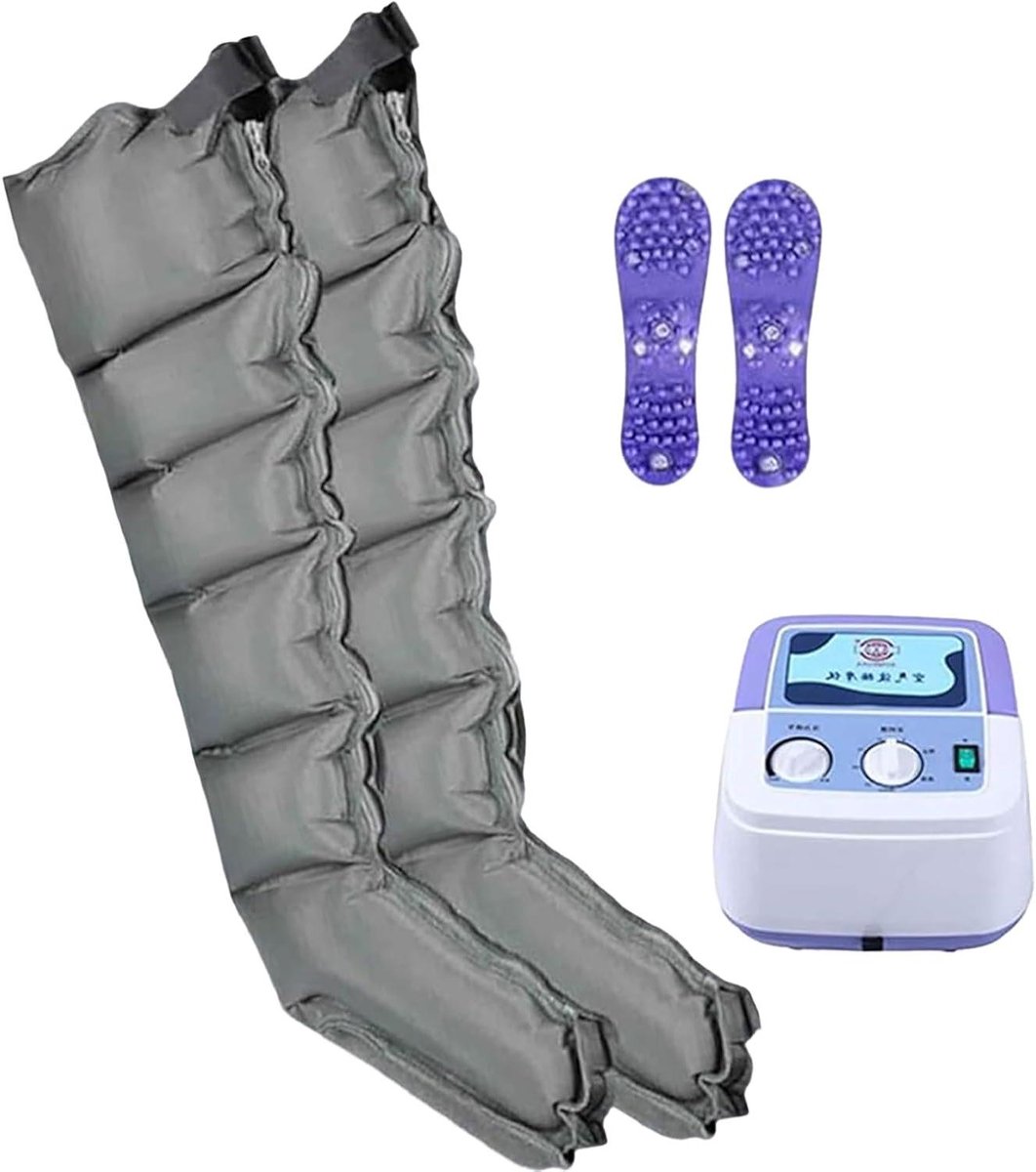 Lymfedrainage Apparaat - Luchtcompressie Massager - Betere Bloedsomloop - 6 Holtes Ontwerp - Instelbare Druk - Grijs