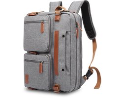 Somstyle Luxe 2-in-1 Laptoptas - Rugzak Geschikt voor 17.3 Inch Laptop - Schoudertas - Rugtas - Grijs / Bruin