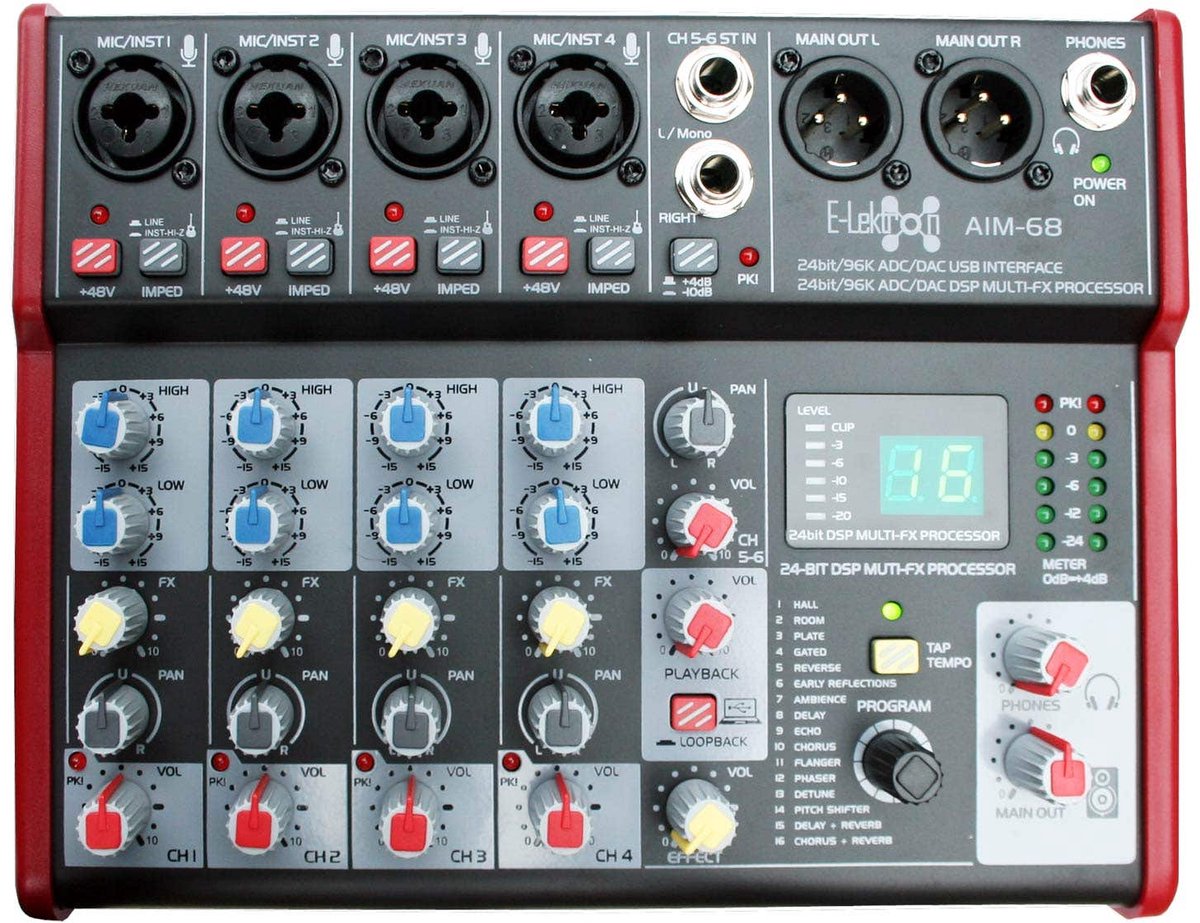 E-Lektron AIM-68 6 kanaals mengpaneel met USB interface
