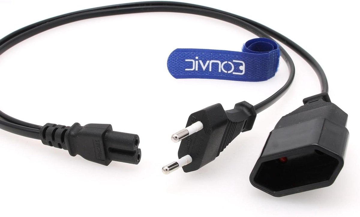 Stroomkabel Verlenging - Adapter Snoer - Apparaten Aansluiten - Europese Stekker - 60 cm - Zwart