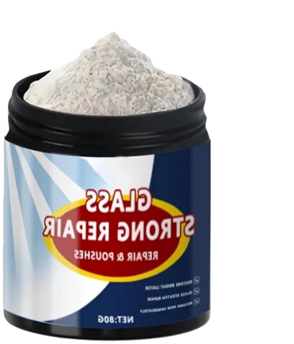 Glas Polijstpoeder - Krasverwijderaar Herstel - Oppervlakken Reinigen - Veelzijdig Herstel - 80 gram - Wit