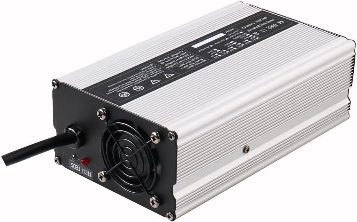 Acculader Loodzuur - Batterijlader Vorkheftruck - Voertuigen Opladen - Drietraps Intelligente Laadmodus - 25A 24V - Zilver