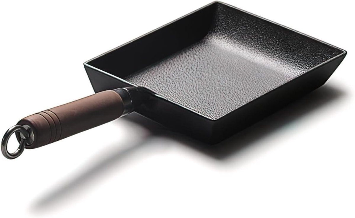 Tamagoyaki Pan - Omeletpan Gietijzer - Japanse Omeletten Maken - Voorgedraaide Anti-aanbaklaag - 22 x 18 cm - Zwart