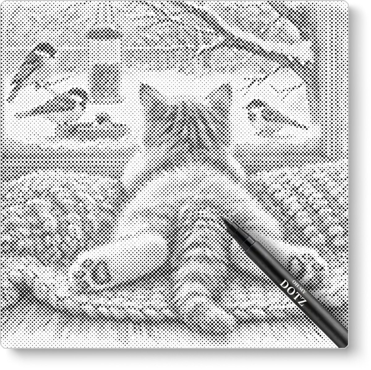Kat Kijkt Vogeltjes | Dot painting | 40x40cm | Dot painting | Oh My Dotz | Dots stippen | Diamond painting & Schilderen op nummer alternatief | Happy hobby
