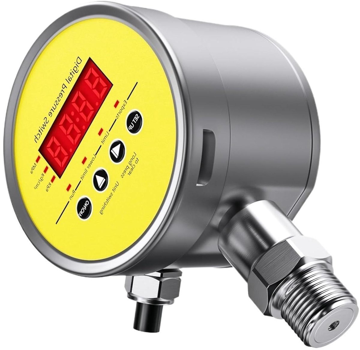 Digitale Manometer - Druk Controller - Waterdruk Meten - Dubbele Relaisuitgang - 1Mpa 10bar - Grijs