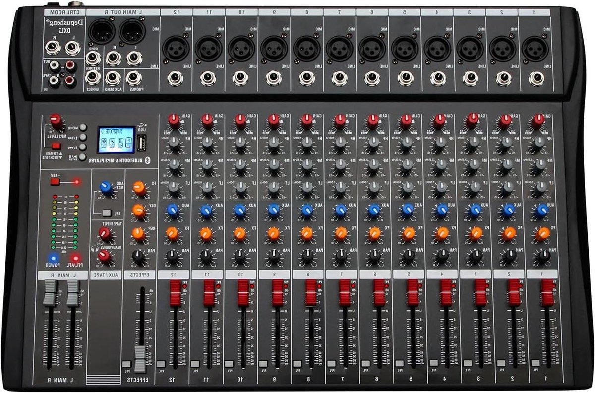 DJ Sound Controller - Audio Mixer - Muziek Opnemen - 12 Kanalen - 12 Kanaals - Zwart