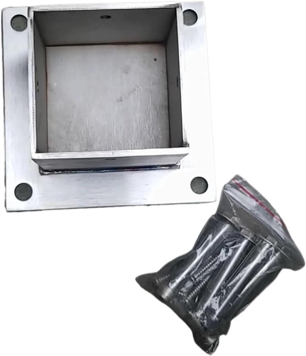 Generisch 2 stuks metalen bevestigingshoeken voor houten hekpalen, vierkante zuilvoetplaat met montageset voor beton (140 x 140 mm), duurzaam paalverankeringssysteem