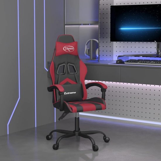 Gaming stoel - Comfortabele stoel - Comfortabel gamen - Verstelbare rugleuning - 1 stuk - Zwart wijnrood — afbeelding 2