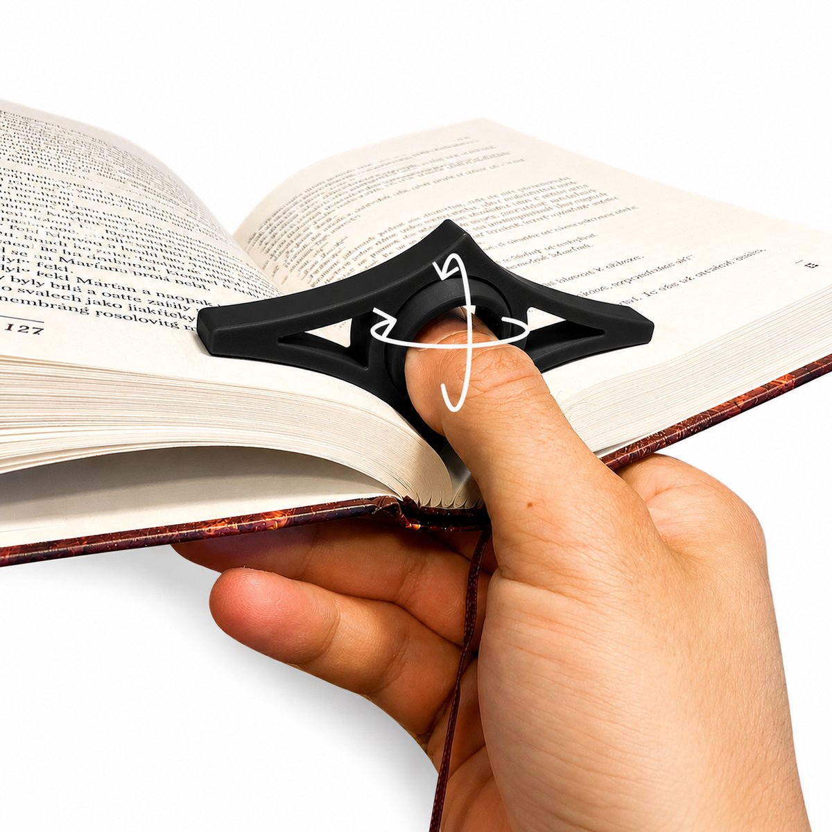Boekpaginahouder - Boekhouder Voor Éénhandig Lezen - Duimring Leeshulp 25 Mm - Paginahouder Voor Boeken - Ergonomische Leesaccessoire - Handsfree Lezen - Comfortabel Lezen - Voor Romans Studieboeken Paperbacks En E-Readers - Zwart