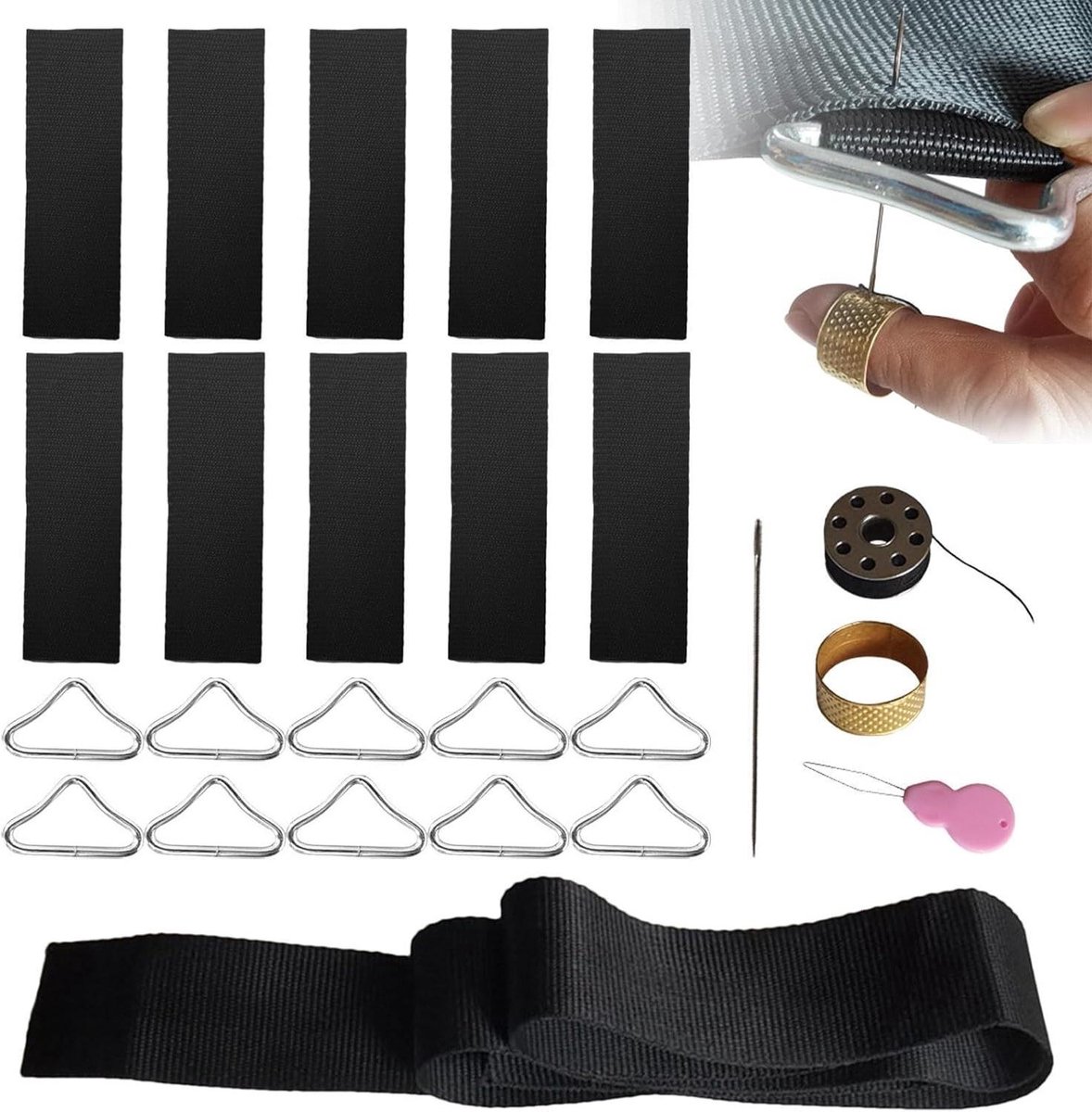 Trampoline Reparatie Set - Nylon Riemen - Veilig Springen - Duurzaam Bevestigingsgereedschap - 10 Stuks - Meerkleurig