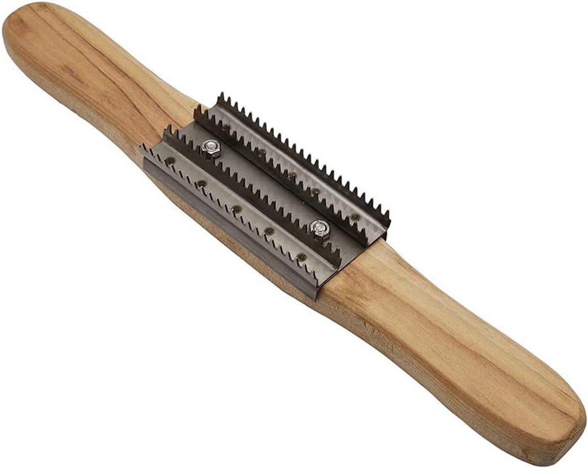Polijstwiel hark - Metaal polijsten hark - Verbindingen reinigen - Houten handvat - 15 inch - Zilver