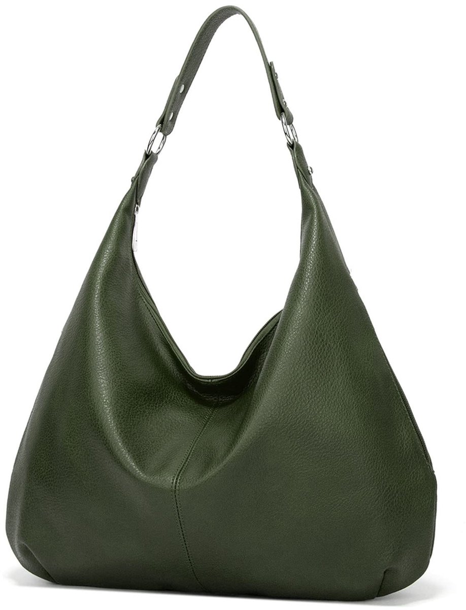 carmdering - Dames Tote Tas - Vintage Schoudertas - Handtas - Ruime Opbergruimte - Veilige Ritsluiting - Zacht Kunstleder - Lichtgewicht Design - Veelzijdig Draagcomfort - groente-1 Stuk