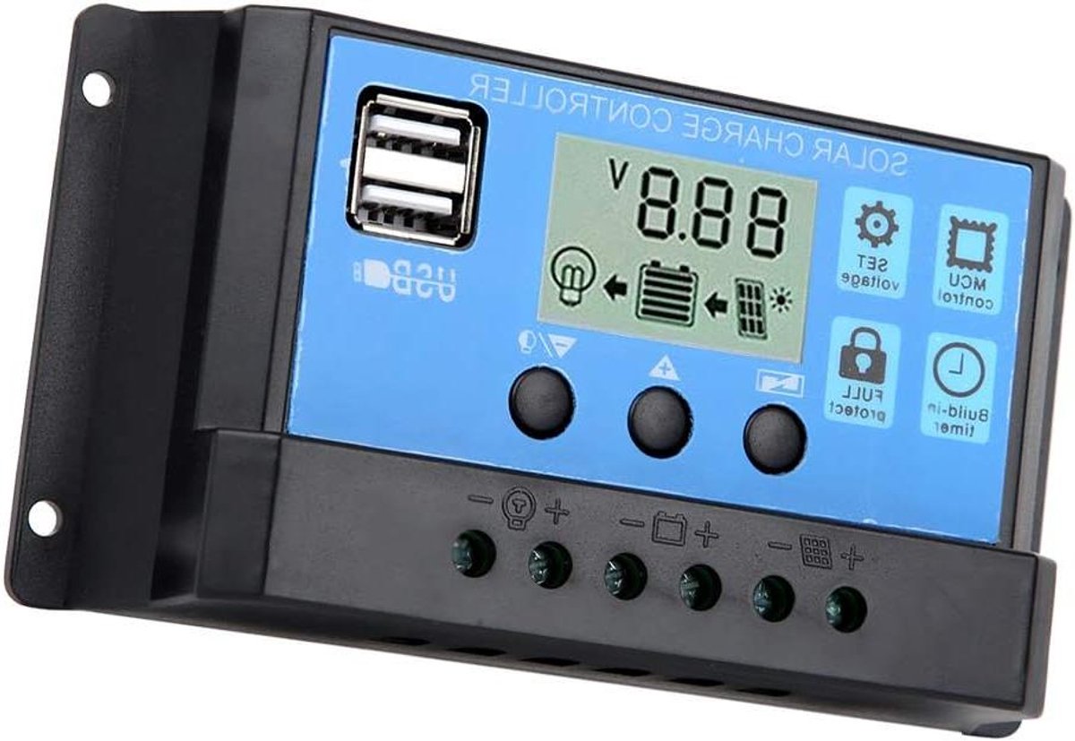 Zonne-laadregelaar - PWM Controller - Accu Beheer - LCD Display - 40A - Blauw