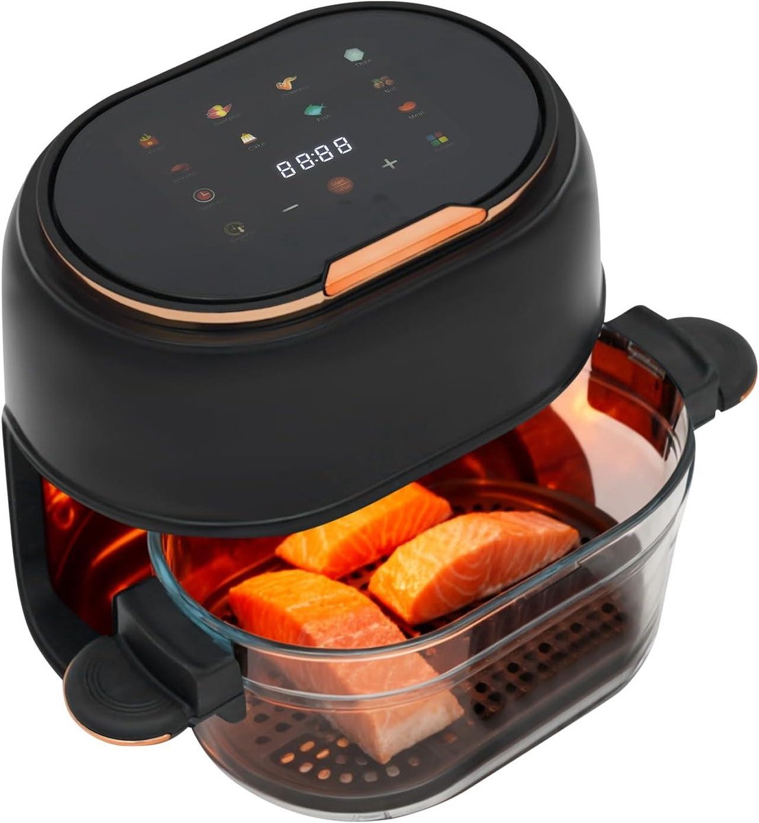 Heteluchtfriteuse - Olievrije Airfryer - Gezond Koken - Glazen Reservoir - 4 Liter - Zwart