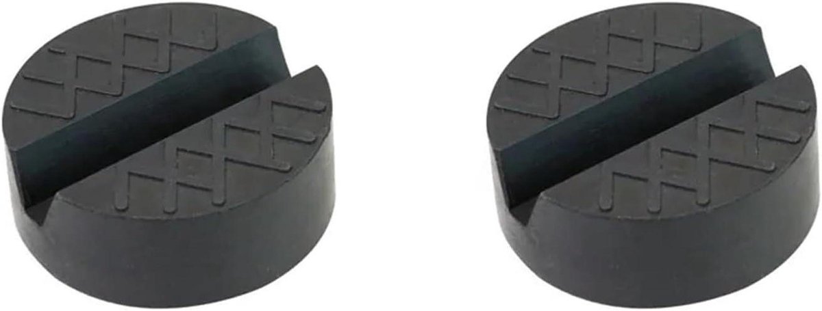 Schaarkrik voor Universele autokrik met vloersleuf, rubberen pad, drukbestendig, zeer sterk padframe, ronde schijfpakking Schaarkrik autokrik(Black 2PCS)