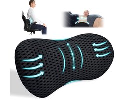 Ergonomisch Auto Rugkussen & Nekkussen - Traagschuim Lendensteun - Ademend Memory Foam Autostoel Kussen - Ook voor Kantoorstoel - Zwart