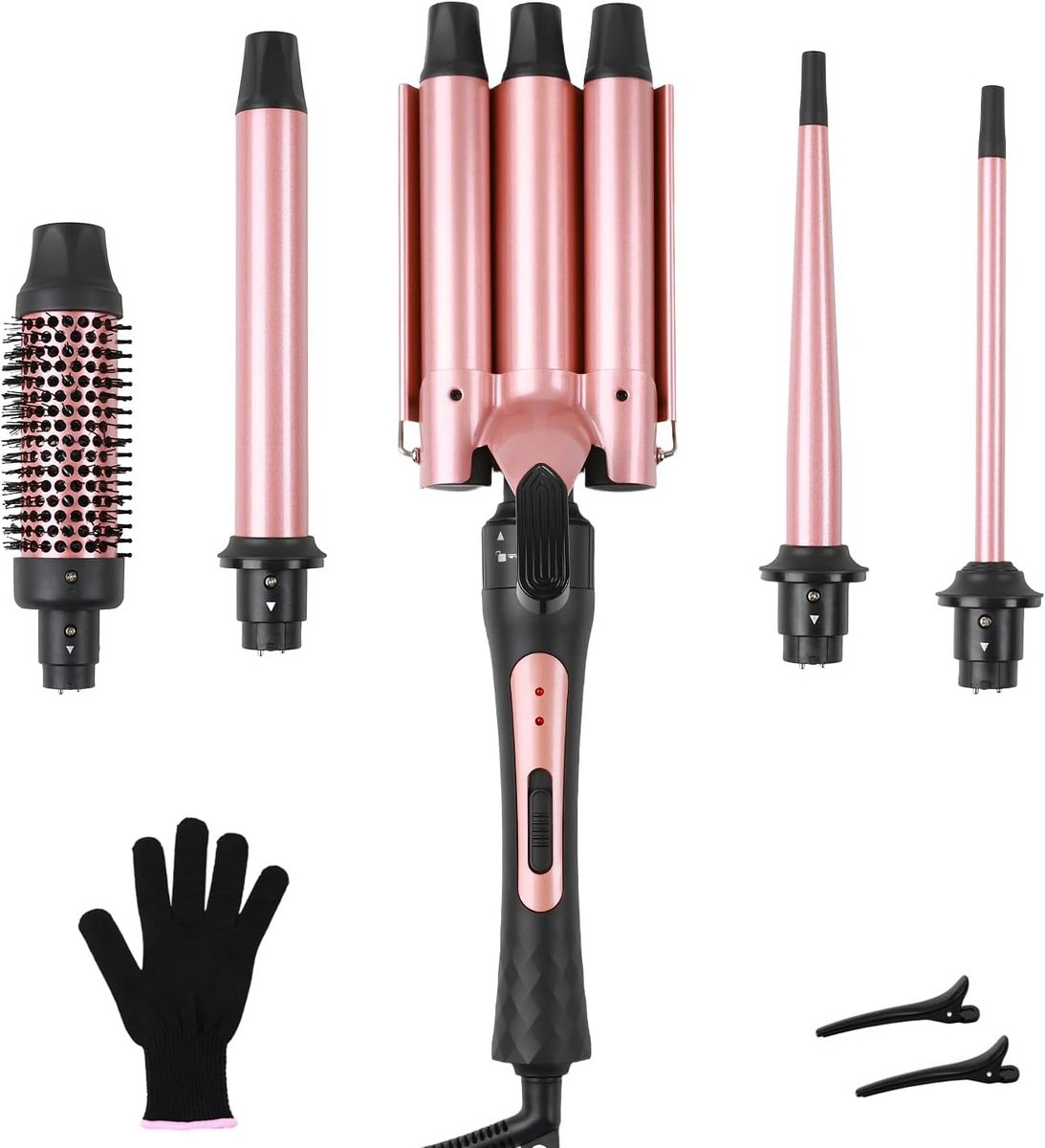 Krultang Set - 5-in-1 Styling - Haar Stijlen - 5 Verwisselbare Opzetstukken - 9-32mm - Zwart